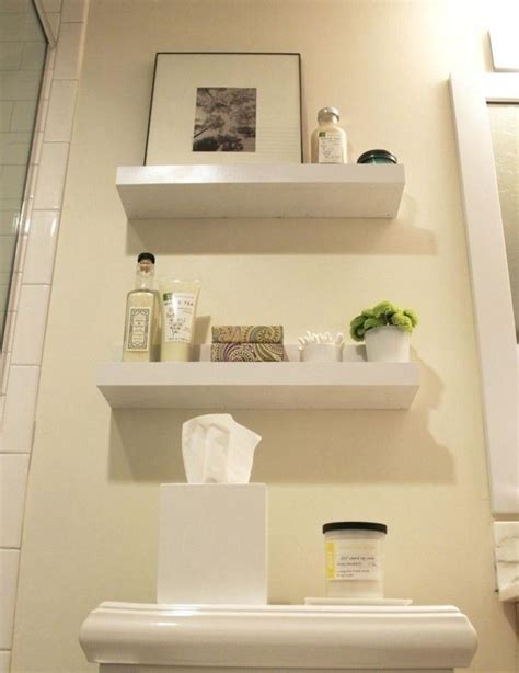 Fantastic In Wall Bathroom Storage White Stained Oak Floating Shelf