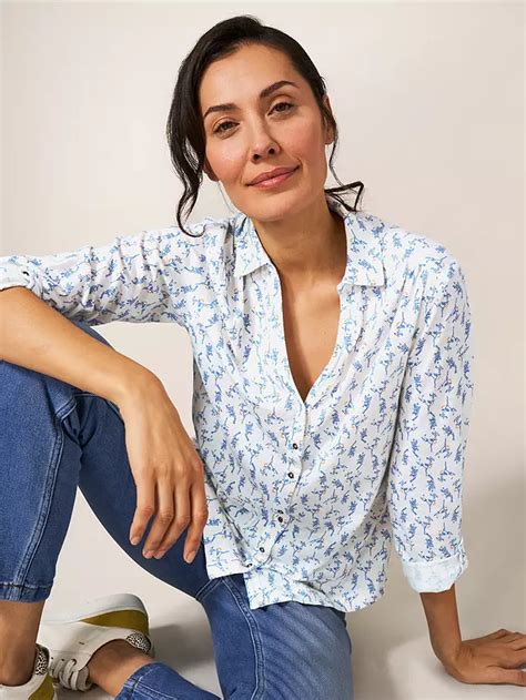 White Stuff Floral Print Jersey Shirt Whitemulti At John Lewis And Partners
