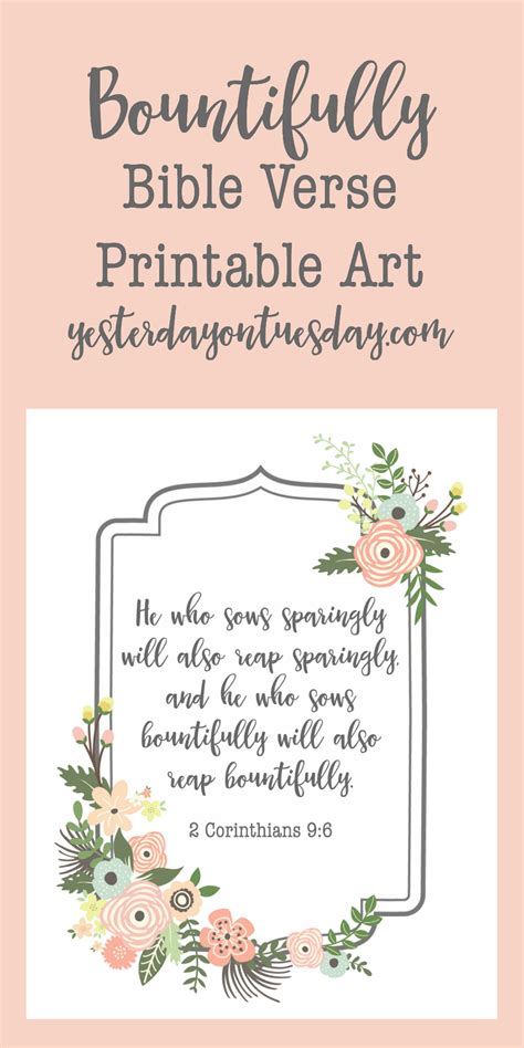 Bountifully Bible Verse Printable Art Yesterday On Tuesday