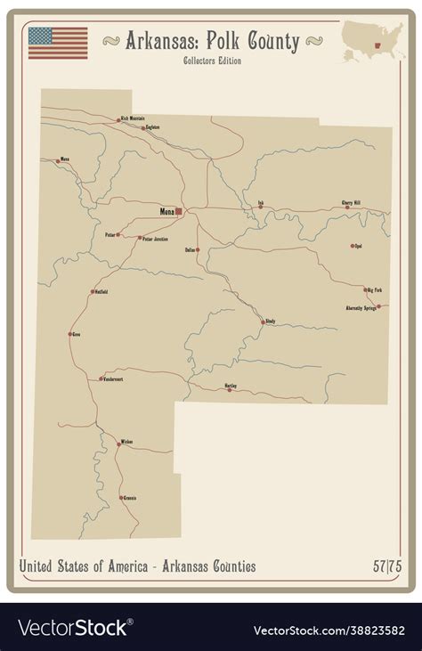 Map Polk County In Arkansas Royalty Free Vector Image