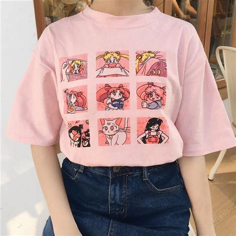 Sailor Moon Cute Printed T Shirt Sd02351 Pink S Ropa Kawaii Ropa