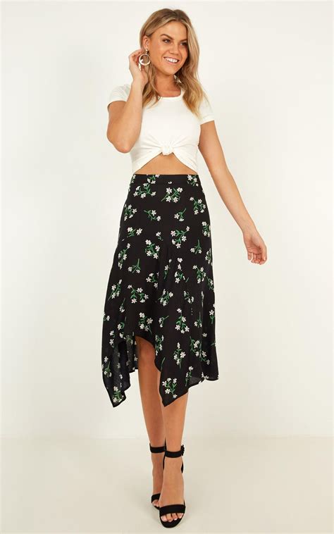Someone You Loved Skirt In Black Floral Showpo Skirt Shopping