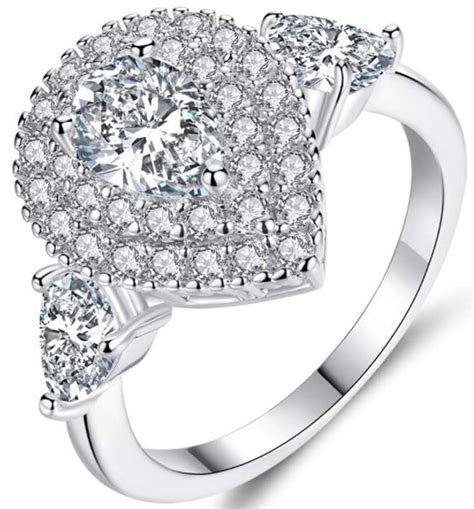 Anbinder 14k white gold teardrop sapphire and diamond engagement ring 14k white gold, diamond, sapphire size: TEMEGO 14K White Gold Teardrop Pear Engagement Ring for Women3 Stone Large Pear Shaped RingSize ...