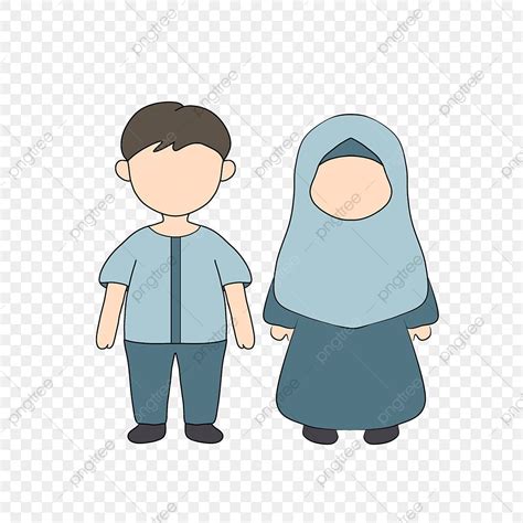 Anak Laki Laki Dan Perempuan Muslim Berdiri Muslim Anak Laki Laki