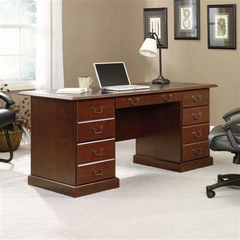 Sauder Heritage Hill 65w Double Pedestal Desk Classic Cherry Home