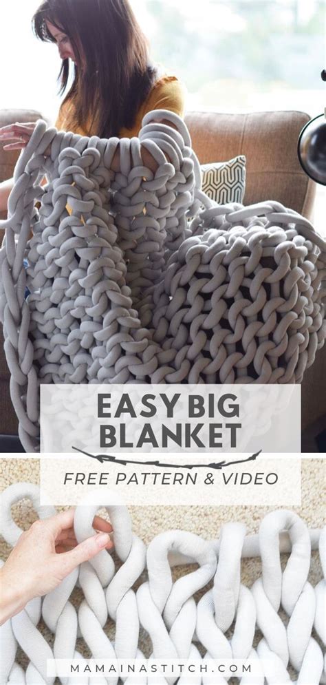 How To Easily Knit A Big Yarn Blanket Arm Knitting Blanket Chunky Knit Blanket Diy Diy Knit