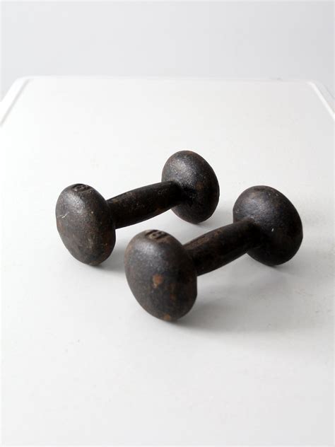 Vintage Hand Weights 8 Lb Metal Dumbells Etsy