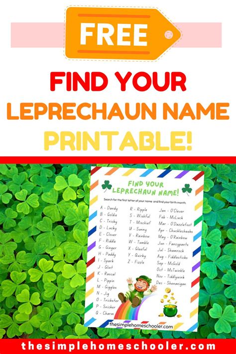 Hilarious Free What Is Your Leprechaun Name Printable The Simple