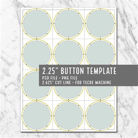 Instant Download 225 Button Template 2625 Cut Line Etsy