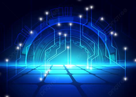 Technology Light Effect Circuit Perspective Abstract Blue Background