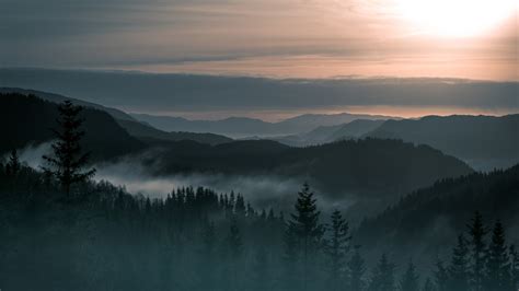 Wallpaper Sunlight Landscape Forest Mountains Sunset Hill