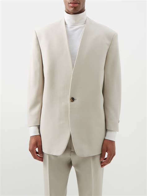 White Eternal Collarless Wool Suit Jacket Fear Of God Matchesfashion Us