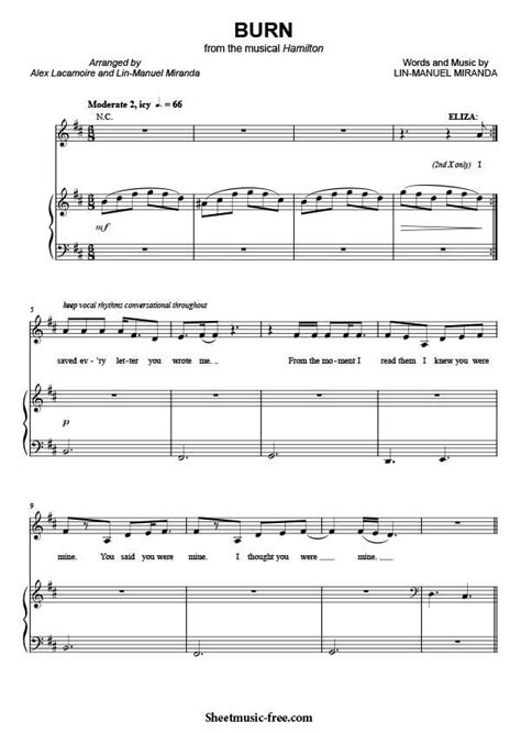 Burn Sheet Music Hamilton The Musical Download Burn Piano Sheet Music