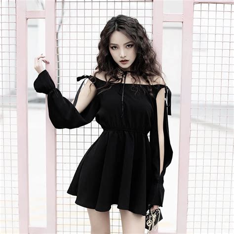 2018 New Autumn Winter Women Gothic Punk Mini Dress High Quality Long Sleeve Hollow Out Sexy