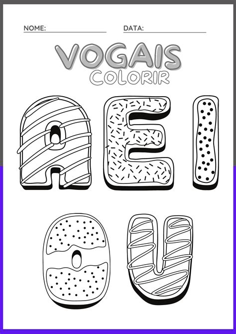 Fichas com Vogais Ilustradas para Colorir SÓ ESCOLA