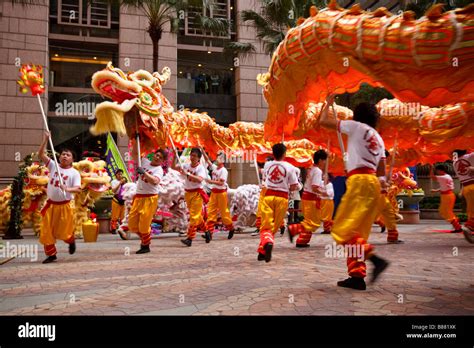 Chinese Dragon Dance To Celebrate The Lunar New Year In Central Hong