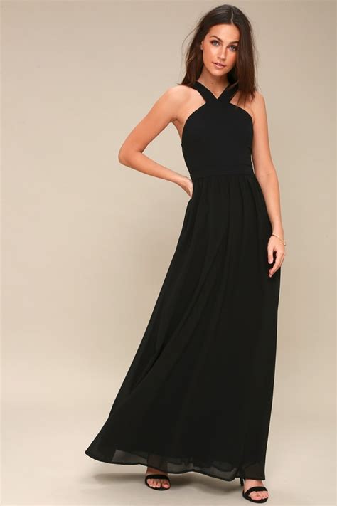 Beautiful Black Dress Maxi Dress Halter Dress Lulus