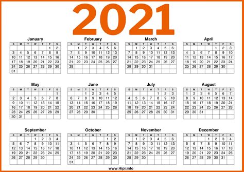 2021 12 Month Printable Calendar Free Free Printable Calendar