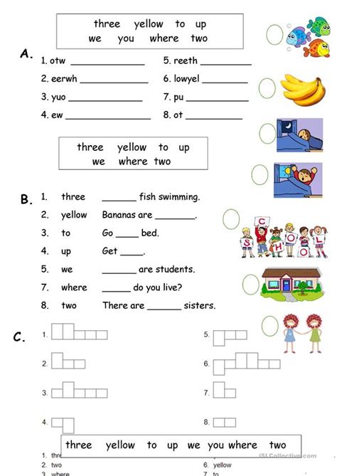 Vocabulary worksheet containing means of transport. Dolch - Pre-Primer sight words 5 worksheet - Free ESL ...