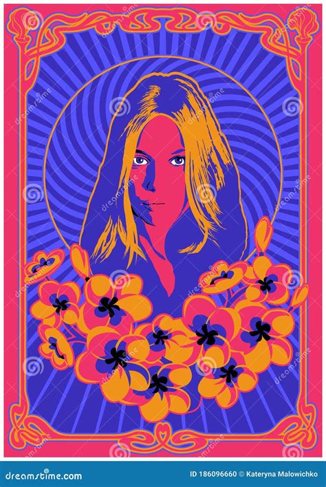 Psychedelic Hippie Art Style Poster Stock Vector Illustration Of
