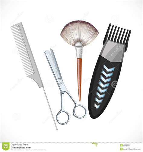 Set Hairdressing Tools Hair Clipper Scissors Brush Comb Stock