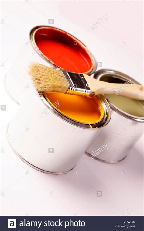 Paint Cans Paint Brush Painting Concept Rf Stock Photo Alamy