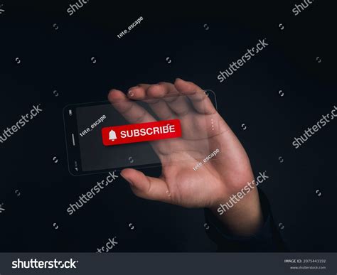 Subscription Concept Big Red Subscribe Button Stock Photo 2075443192