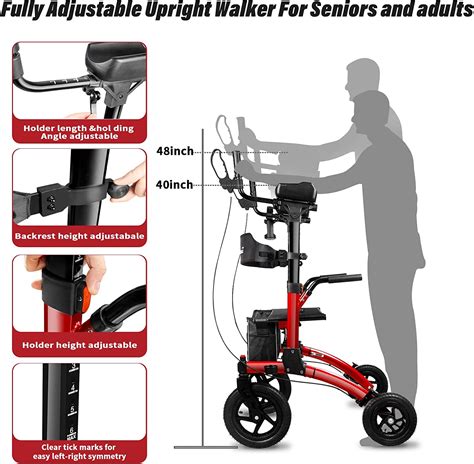 Buy Henmnii Rollator Walkers For Seniors All Terrain Aluminum Stand Up