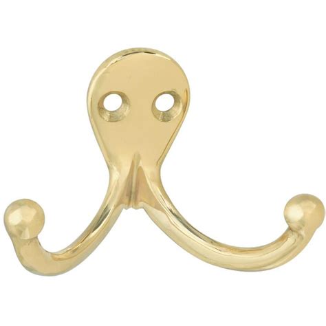 Wall Hook For Clothes Double Prong Polished Solid Brass