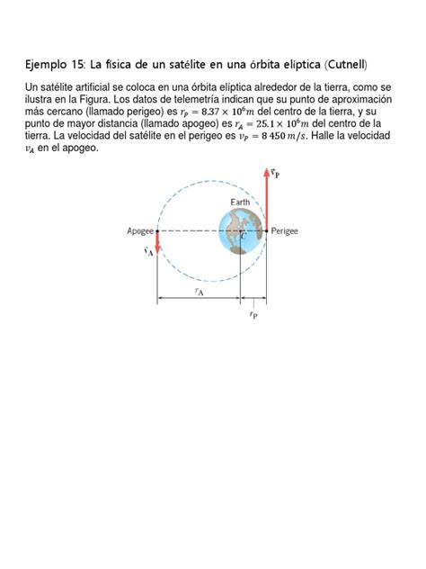 Ejemplo 15 La Física De Un Satélite En Una Órbita Elíptica Cutnell Pdf