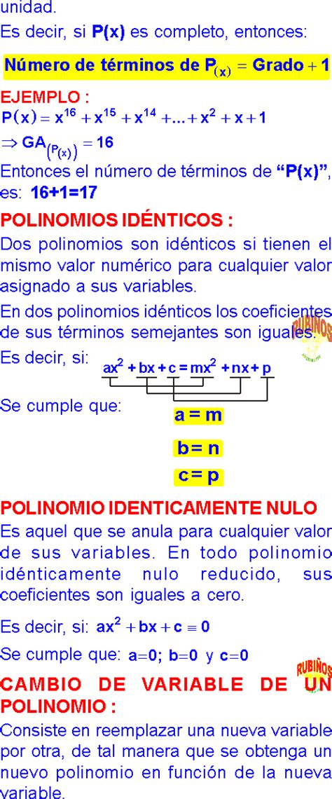 En matemáticas, un polinomio homogéneo es un polinomio en que cada uno de sus términos tienen el mismo grado; GRADOS Y POLINOMIOS ESPECIALES EJERCICIOS RESUELTOS PDF