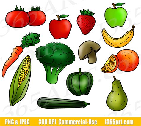 Buy 3 Get 1 Free Fruits And Vegetables Clipart Fruit Clip Etsy Uk