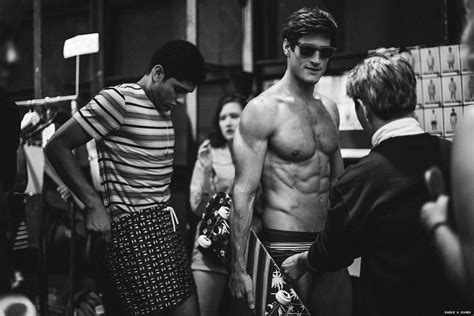 Underwear Models Doing Pushups Backstage At The Parke Ronen Show