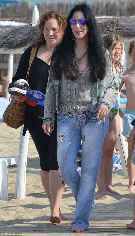 Cher Steps Out Barefoot In St Tropez Wearing Bohemian Ensemble And Sunglasses Daily Mail Online
