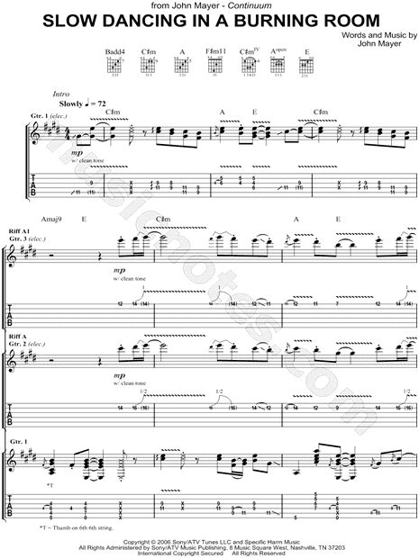You can modify all of the. John Mayer "Slow Dancing In a Burning Room" Guitar Tab in ...