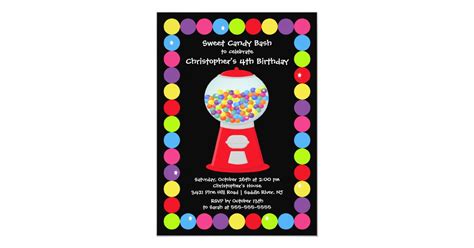 Gumballs Candy Bash Birthday Party Invitation