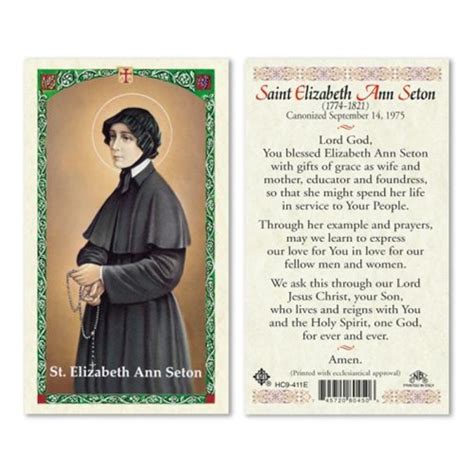 Saint Elizabeth Ann Seton Laminated Prayer Card Discount Catholic
