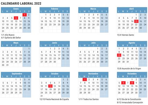 Calendario Días Inhábiles 2022 En España