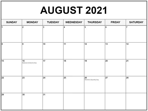 Printable Free Blank August 2021 Calendar Template Pdf Calendar Dream