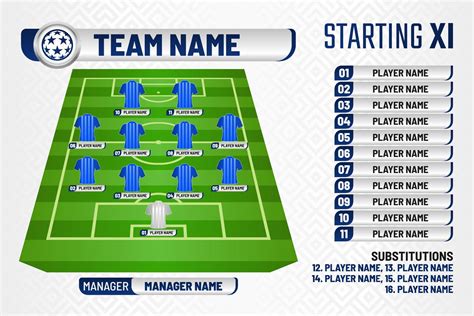 Football Graphic For Soccer Starting Lineup Squad Football Starting Xi