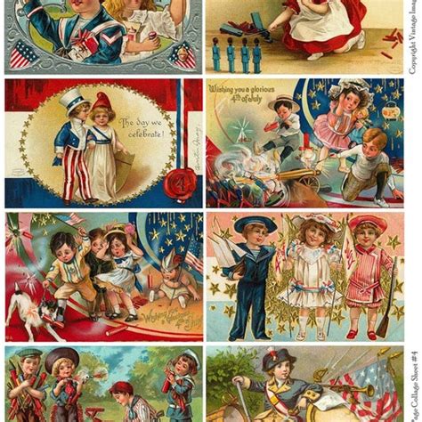 4th Of July Vintage Postcards 6 Instant Download Digital Etsy