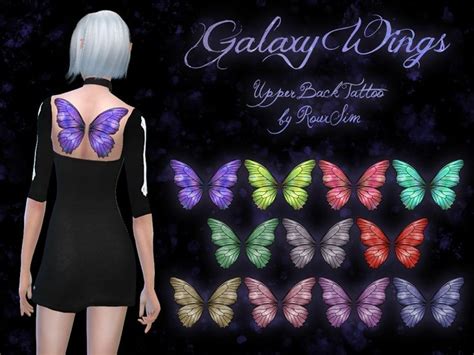 Galaxy Coloured Butterfly Wings Tattoo For The Upper Back Found In Tsr