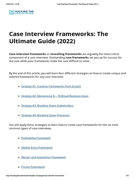Case Interview Frameworks The Ultimate Guide 2022 Pdf Marketing
