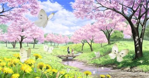 Images Of Cherry Blossom Anime Park Background