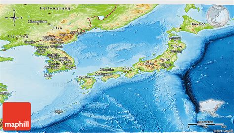 Japanese Physical Map High Detailed Japan Physical Map Stock