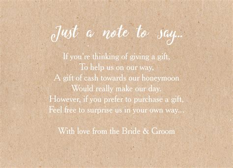 Wedding Money Poem Cards