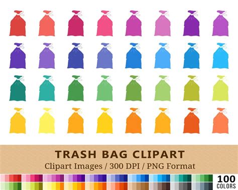 100 Trash Bag Clipart Garbage Recycle Clip Art Rainbow Etsy