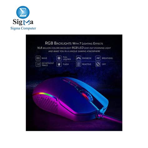 Redragon M719 Invader Wired Optical Gaming Mouse Rgb 10000dpi 485 Egp