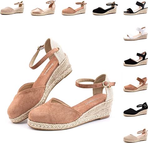 Hitmars Plateau Sandalen Damen Keilsandalen Espadrilles Für Keilabsatz Absatz Wedges