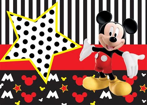Mickey Mouse Backdrop Party Photography Micky Red And White Party Banner 5ft X 7ft Prin